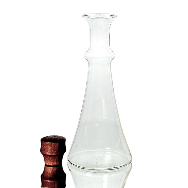 Mid-Century Modern 1960s Dansk Handblown Glass Decanter With Teak Stopper, Attributed to Gunnar Cyren For Sale - Image 3 of 9