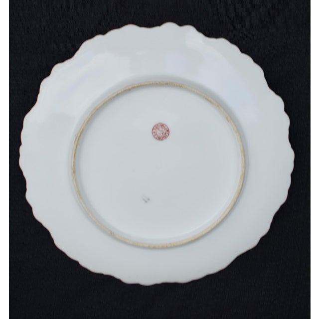 Antique Ak Co Limoges Plate France Pink Cabinet Hand Painted Blue Gold Gilt For Sale - Image 9 of 10