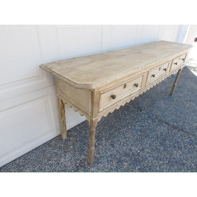 Wood Antique English Weathered and Bleached Oak Dresser Base For Sale - Image 7 of 18