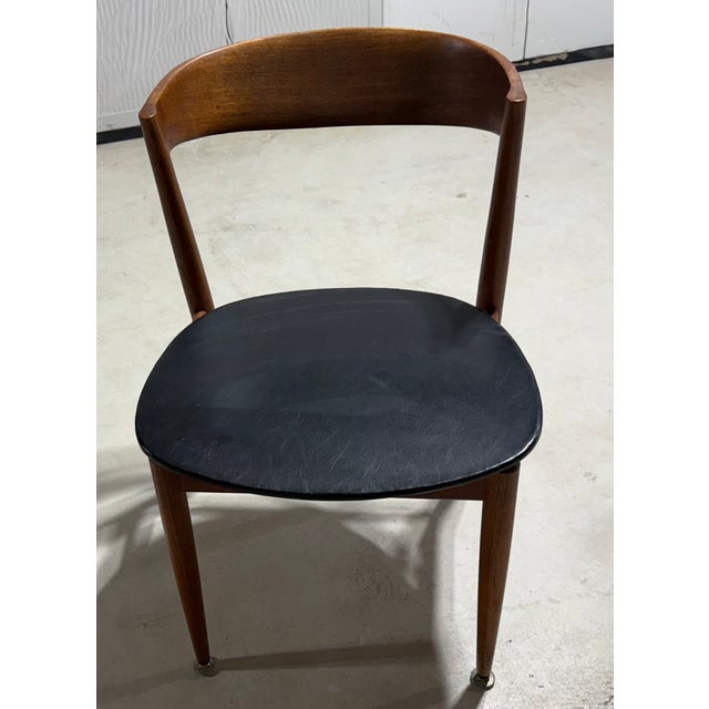 Mid-Century Modern 1960s Teak and Leather Dining Chairs by Bramin - Set of 3 For Sale - Image 3 of 8