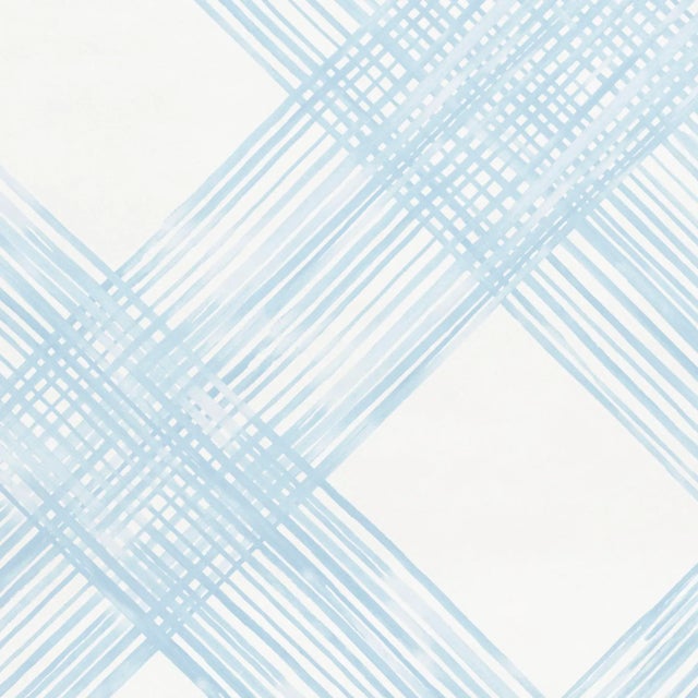 Contemporary Sample - Schumacher Traverse Wallpaper in Sky For Sale - Image 3 of 4