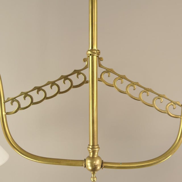 Metal Art Deco 2-Arm Brass Pendant Lamp, Vienna, 1920s For Sale - Image 7 of 9