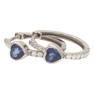 0.55 CT Natural blue sapphire and 0.18 diamond earrings in 14k gold For Sale