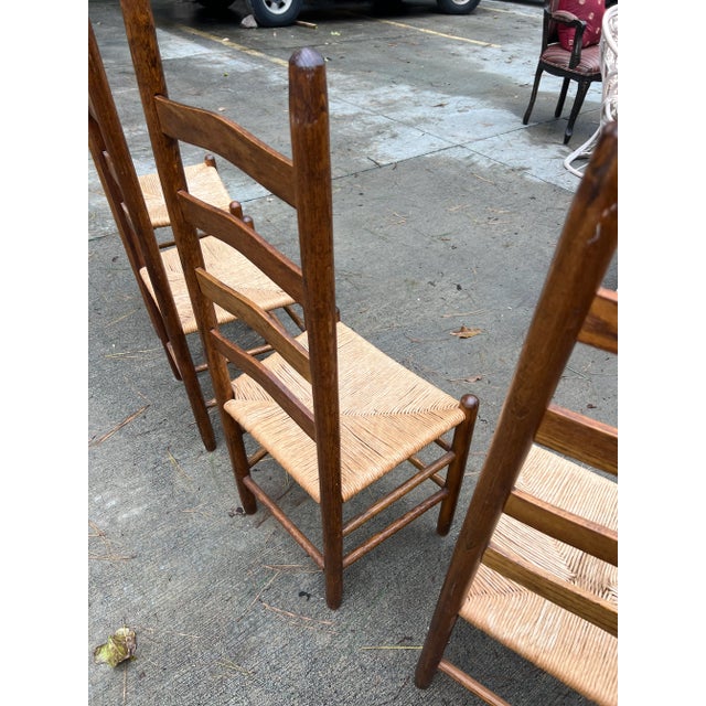 1970s Vintage Collection of Ladder-Back Chairs- Set of 4 For Sale - Image 4 of 12