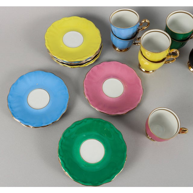 Technicolor Centenary Mocha Service from Bareuther Bavaria, 1960s, Set of 24 For Sale - Image 4 of 5