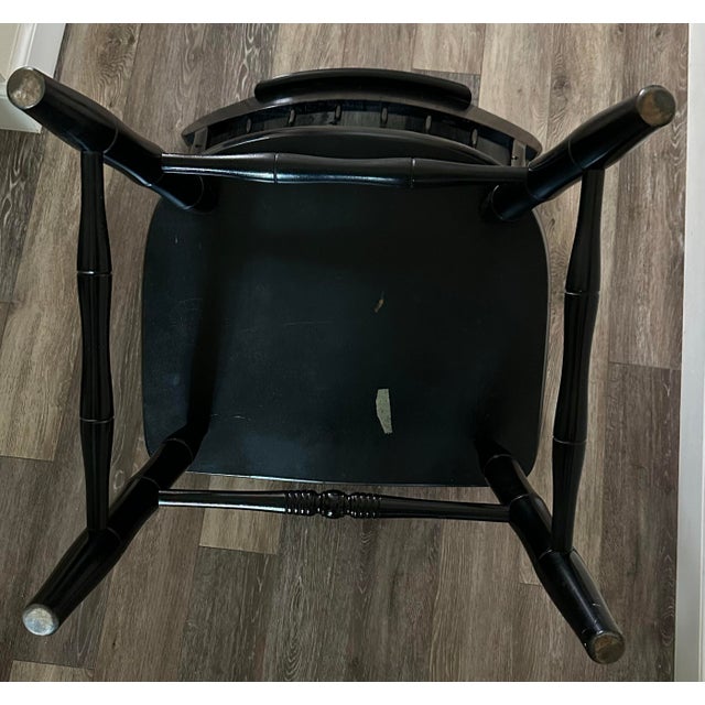 Black Vintage C. 1969 S. Bent & Bros. Collegiate Black Windsor Style Arm Chair For Sale - Image 8 of 12