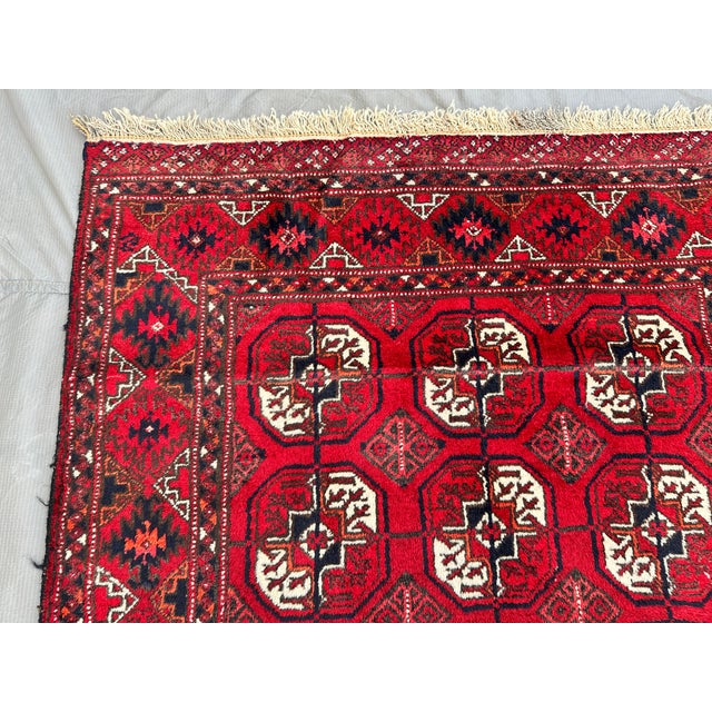 Red Red Bokhara Hand-Knotted Wool Rug - 5'8" X 3'4" For Sale - Image 8 of 13