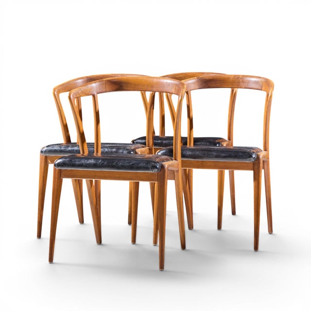 Mid-Century Modern Bertha Schaefer for Singer & Sons Mid Century Italian Walnut Dining Chairs - Set of 4 For Sale - Image 3 of 11