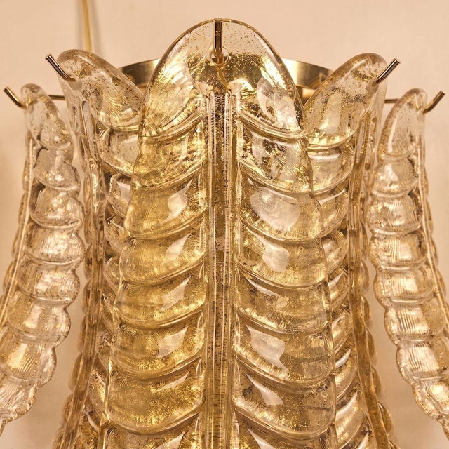 Metal Pair of Gold Leaves Murano Glass Sconces For Sale - Image 7 of 9