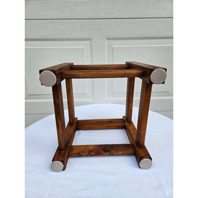 Square Arts & Crafts Style Rustic Duck Print Footstool For Sale - Image 9 of 13