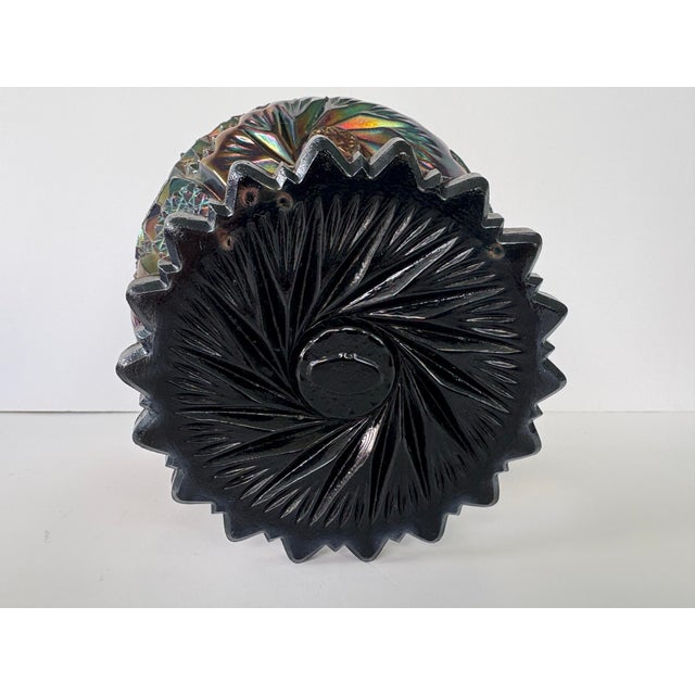 Amethyst Vintage Fenton Amethyst Carnival Glass “Pinwheels” Pedestal Bowl With Sawtooth Rim For Sale - Image 8 of 10