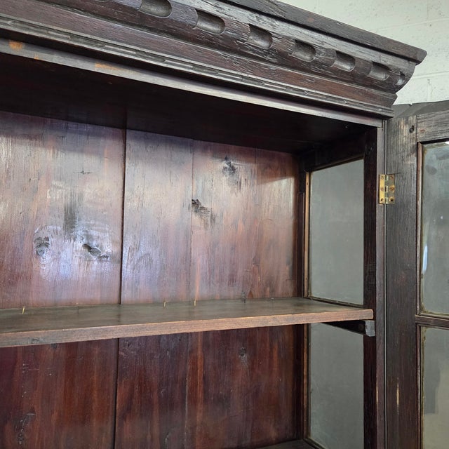 Gothic Mid 18th Century Unique Oak Jacobean Revival Carved Display Cabinet For Sale - Image 3 of 18
