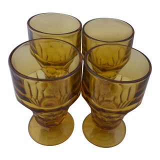 Mid-Century Modern Amber Glasses - Set of 4 For Sale