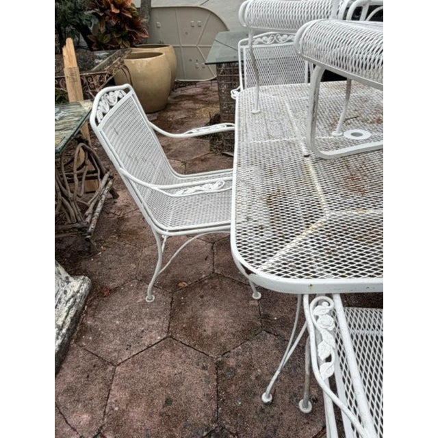 1960s Large Vintage Table and Wrought Iron Table & 5 Chairs For Sale - Image 5 of 11
