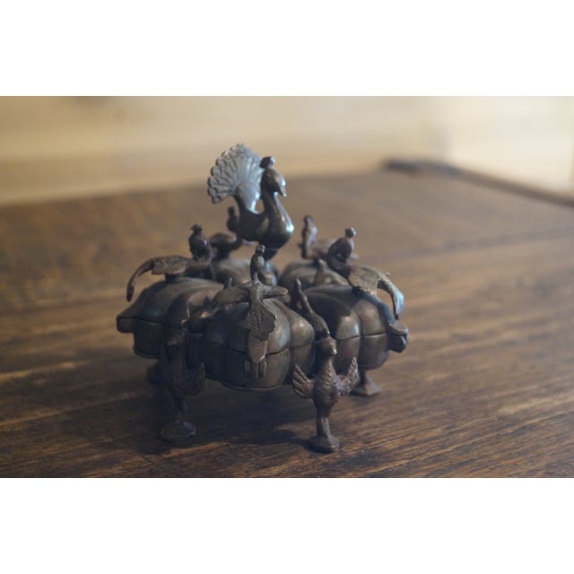 1950s Rajasthani Bronze Peacock Sindoor Box For Sale - Image 10 of 12