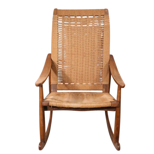 Mid Century Rope Rocker After Wegner For Sale In New York - Image 6 of 12