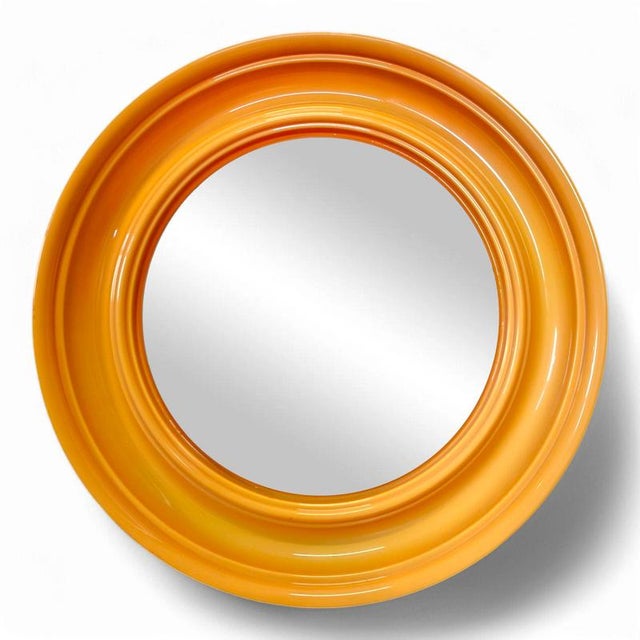 Pop Orange Round Mirror, 1970s For Sale - Image 5 of 5