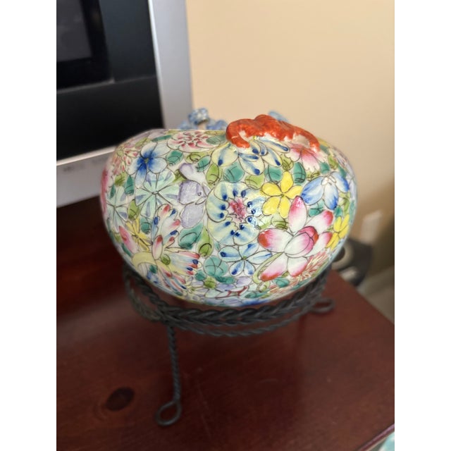 Rose Vintage Chinese Porcelain Dragon Bowl Famille Rose Floral Jardiniere For Sale - Image 8 of 9