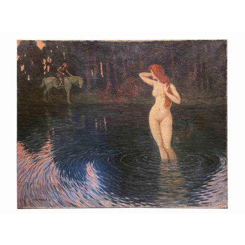 Walter Einbeck, Nude Nymph, Oil on Canvas Painting, Early 20th Century For Sale - Image 6 of 7