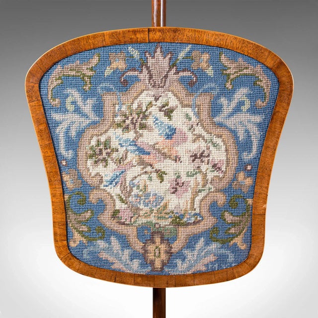 Wood 1820s Antique Regency English Needlepoint Pole Screen For Sale - Image 7 of 13