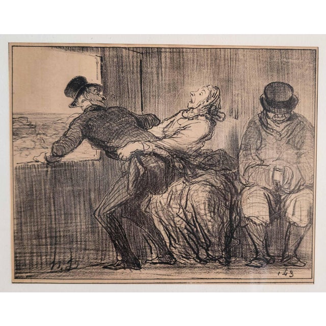 We are selling this great 19th century French Lithograph print “En Chemin de Fer” by Honore Daumier. This print features a...