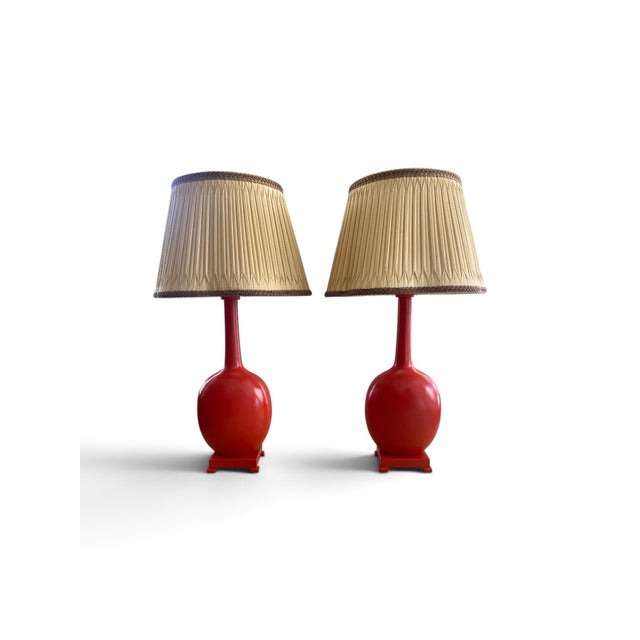 Hollywood Regency Coral Table Lamps from the 1950’s a Pair . Original hand made shades are sold with the lamps , use them...