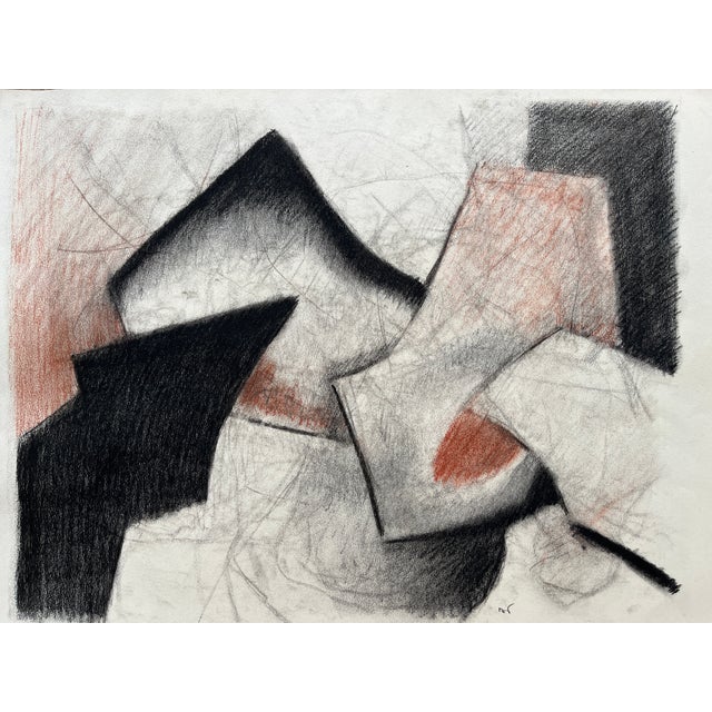 Abstract 1980s "Rust and Black" Soft Pastel Abstract Drawing For Sale - Image 3 of 12