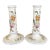 1970s Pair of Hand-Painted French Chinoiserie Style Gien France Ceramic Candlesticks - Floral Motif, Stamped For Sale