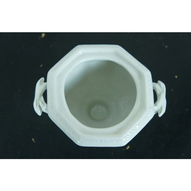 White Antique Red Cliff Ironstone Octagonal White Grape Trophy Soup Tureen & Ladle For Sale - Image 8 of 13