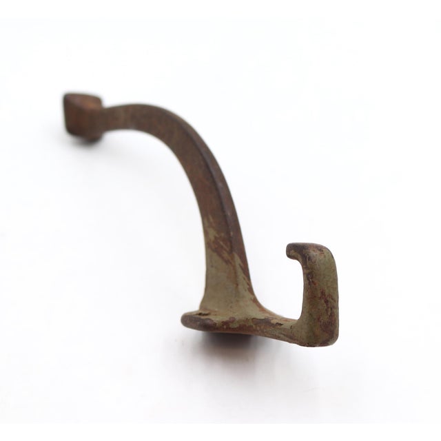 Traditional Vintage Elongated Arm Cast Iron Wall Hook For Sale - Image 3 of 5