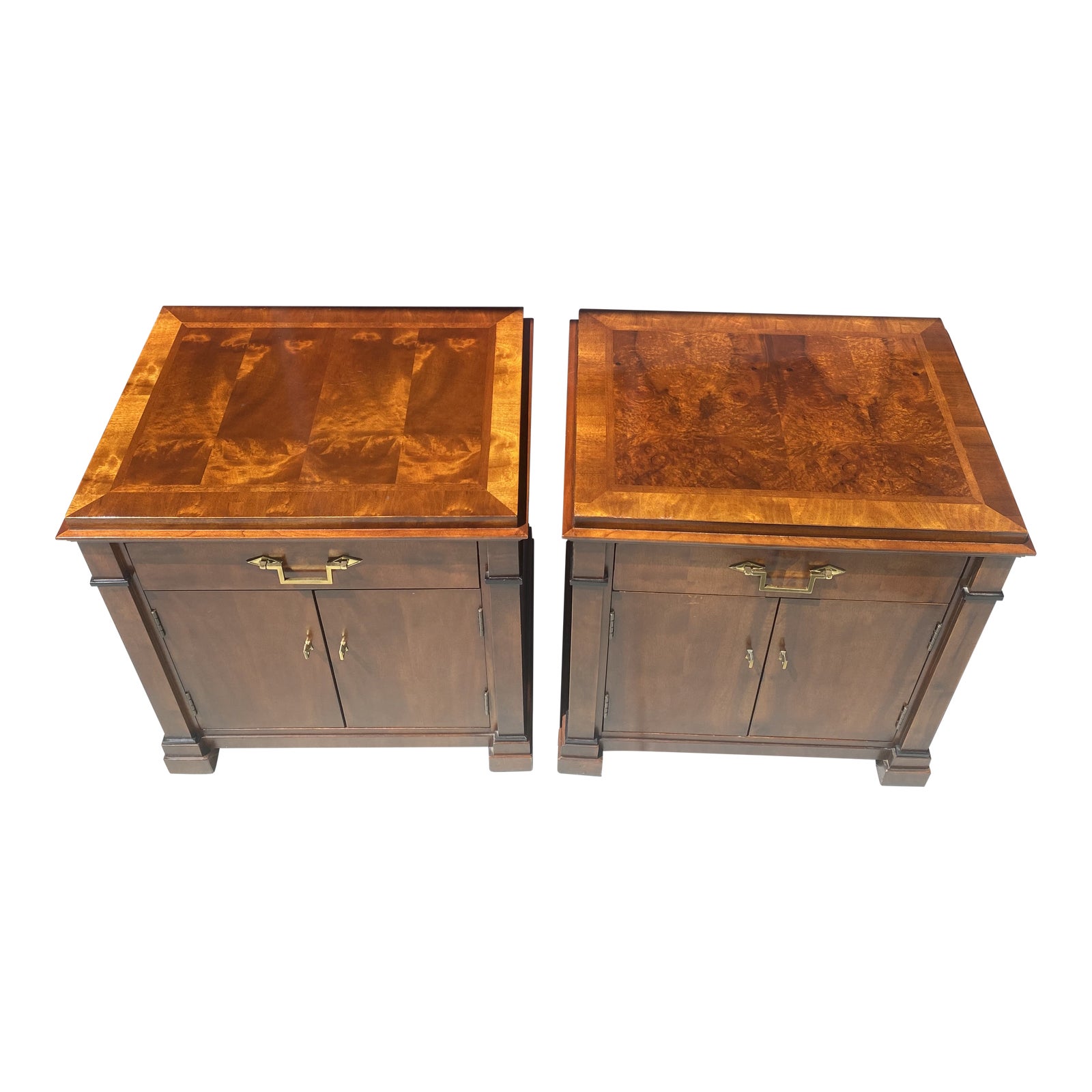 Century Biedermeier Style Pair Of Nightstands End Tables In Exotic Wood Chairish