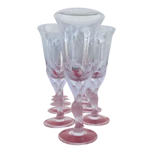 1990s Faberge Kissing Doves Wine Glasses-Set of 11