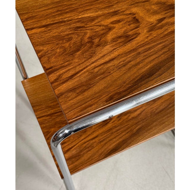 Wood Bauhaus Chrome Serviced Table by Hynek Gottwald, 1930s For Sale - Image 7 of 9