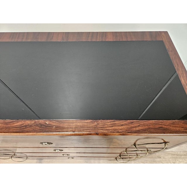 Wood Art Deco Walnut Burl Chest of Drawers with Black Glass Top and Brass Handles, 1940 For Sale - Image 7 of 18