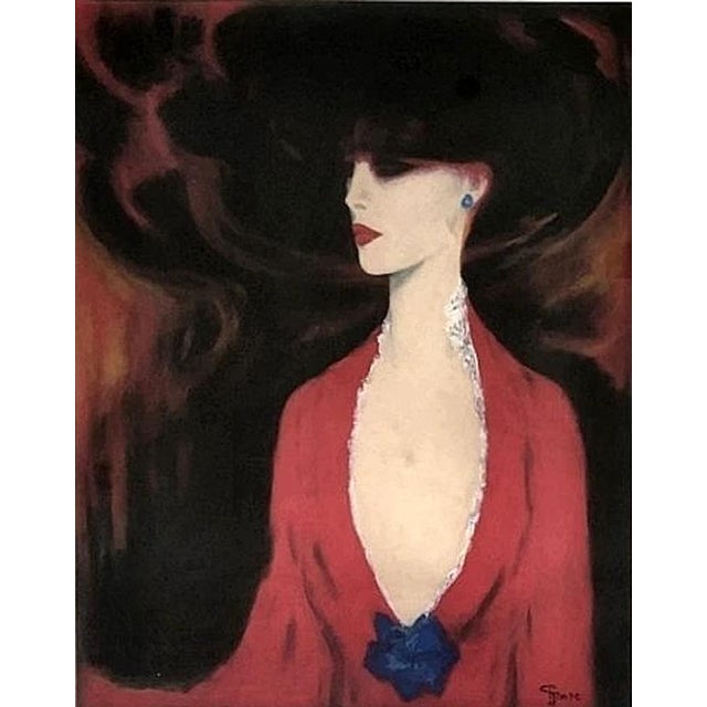 C. Janse, Art Deco Portrait of a Woman, 1920s-1940s, Gouache For Sale - Image 7 of 8