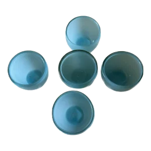 Vintage 1980s Glass Aqua Blue Votive Holders - Set of 5
