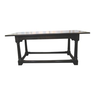 English Dark Walnut Library Table With Framed Leg Support For Sale