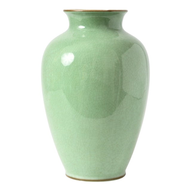 Crackle Glaze Celadon Porcelain Vase from Rosenthal, 1930s For Sale