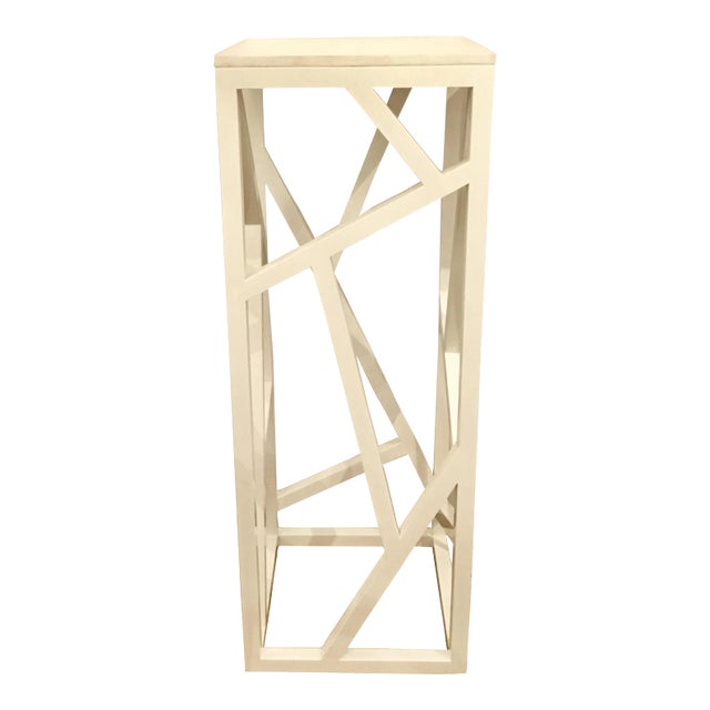 Modern Marble and White Lacquer Pedestal For Sale