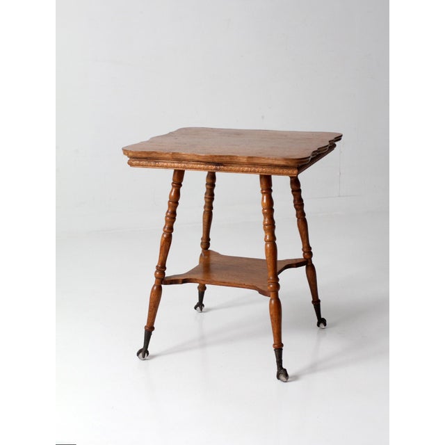 Antique Edwardian Oak Side Table With Claw and Ball Feet For Sale - Image 9 of 14