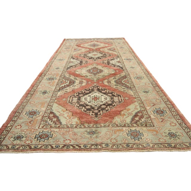 Mid-Century Modern Vintage Turkish Oushak Rug - 04'09 X 11'03 For Sale - Image 3 of 8