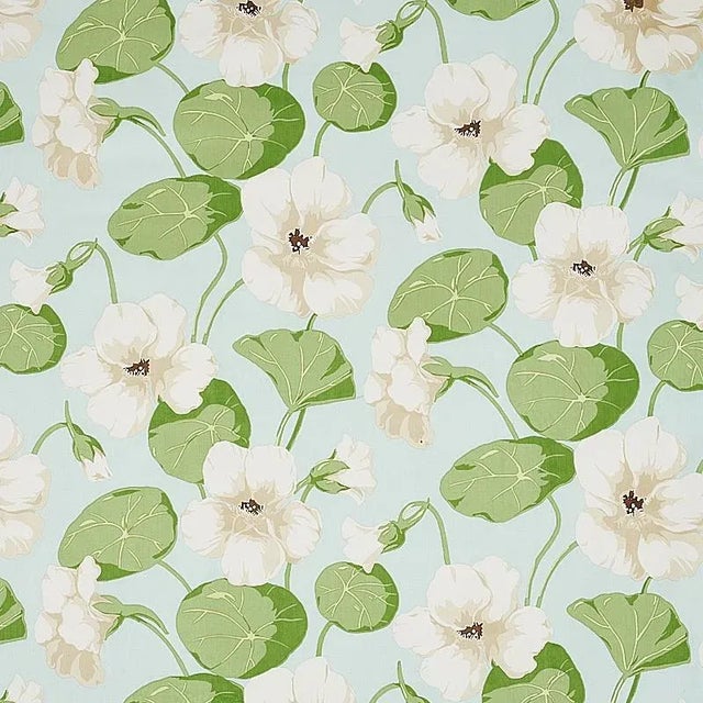 Contemporary Sample - Schumacher Nasturtium Fabric in Sky For Sale - Image 3 of 3