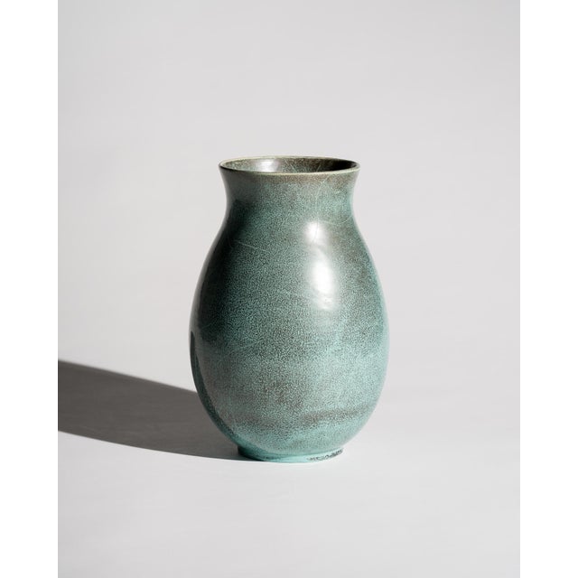 Aqua Art Deco Bauhaus Studio Stoneware Vases in Turquoise Reduction Glaze by Richard Uhlemeyer, Germany, 1940s, Set of 2 For Sale - Image 8 of 18