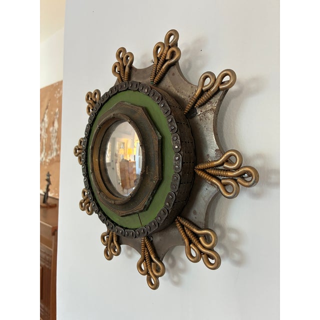 Vintage Industrial Wall Mirror For Sale - Image 9 of 13