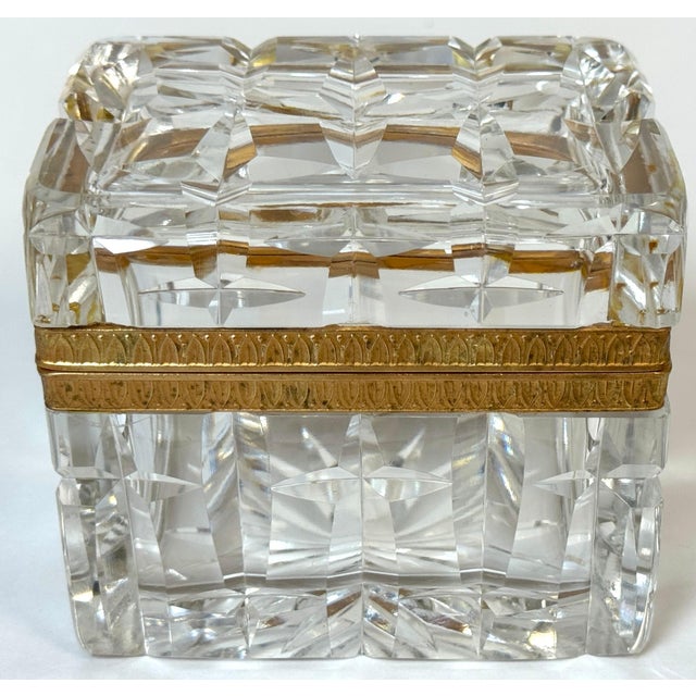 Glass Charles X Style French Ormolu Optic Cut Crystal Box, Signed Lehmann France For Sale - Image 7 of 18
