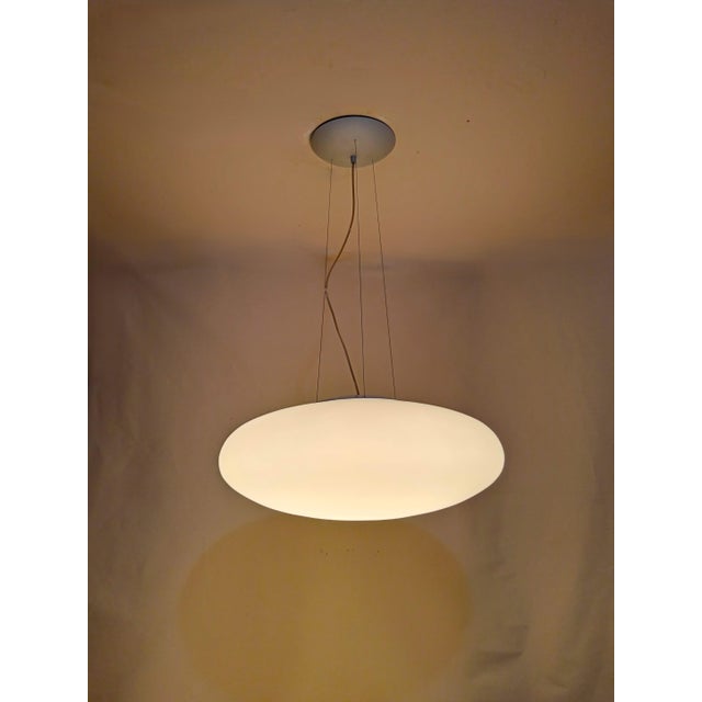 1990s Large Pendant Light in Murano Opaline Glass, 1990s For Sale - Image 5 of 17