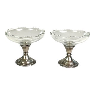 Frank M Whiting , Early 1900s Sterling Silver Base, With a Glass Compote, Candy/Nut Dishes – Selling a Pair For Sale