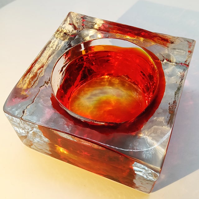 Red Vintage Square Ashtray in Handcrafted Murano Glass by Flavio Poli for Seguso, 1960s For Sale - Image 8 of 11