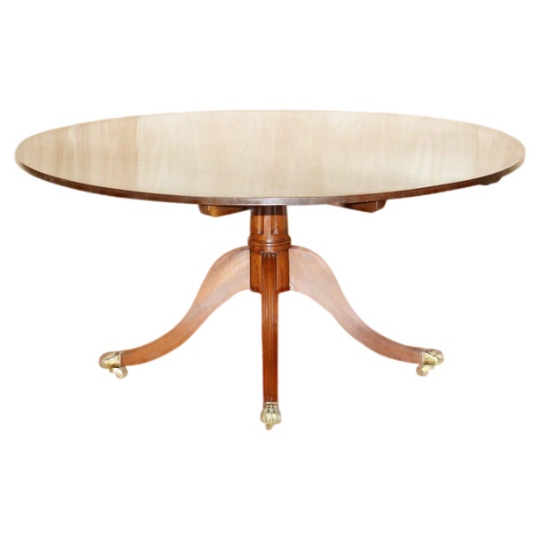 Handmade Tilt Top Dining Table in Wood & Brass, England For Sale