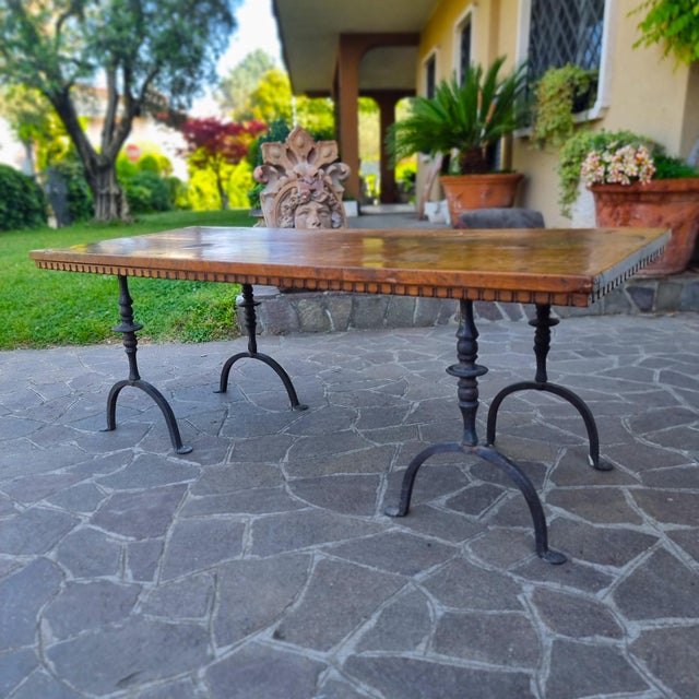 Coffee Table with Walnut Top and Forged Iron Base, 1670 For Sale - Image 3 of 11